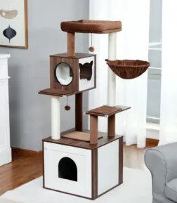 Luxury Multi-Level Cat Tree Tower with Cabinet and Sisal Posts