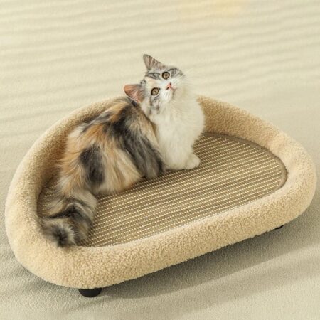 2-in-1 Cat Bed & Scratcher with Non-slip Sisal Mat