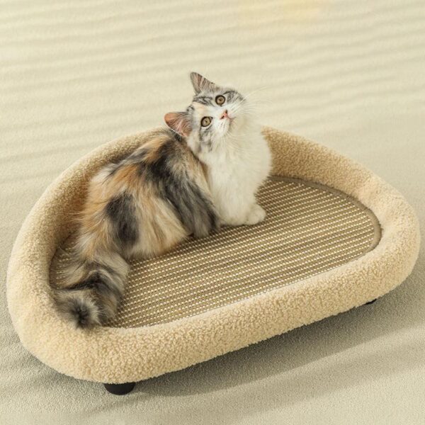 2-in-1 Cat Bed & Scratcher with Non-slip Sisal Mat