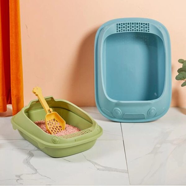 Large Capacity Semi-Enclosed Cat Litter Box with Anti-Slip Tray